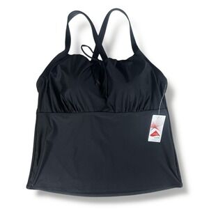 Lands End Tankini Swim Top Womens 20W Black Lycra Xtra Life‎ Adjustable Straps